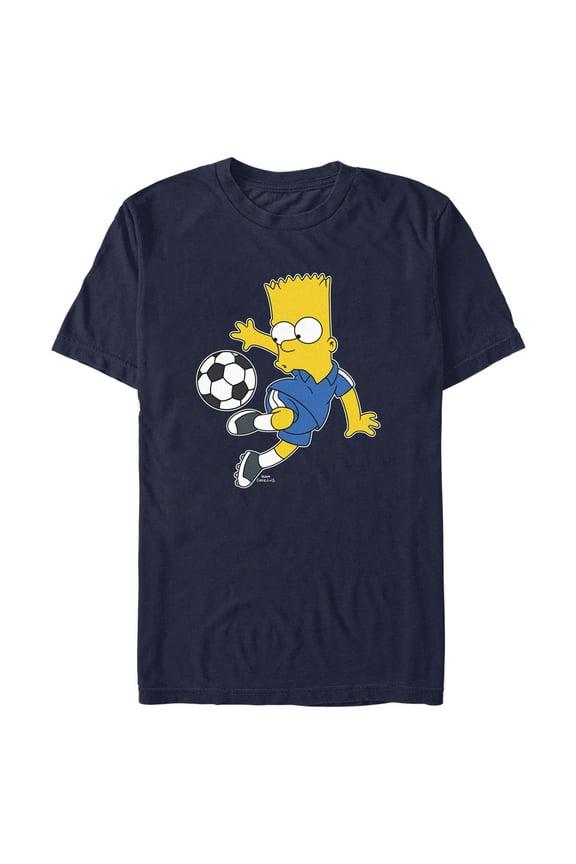 Men's The Simpsons Bart Soccer Pro Graphic Tee Navy Blue Large