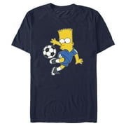 Mens The Simpsons Bart Soccer Pro Graphic Tee Navy Blue Small