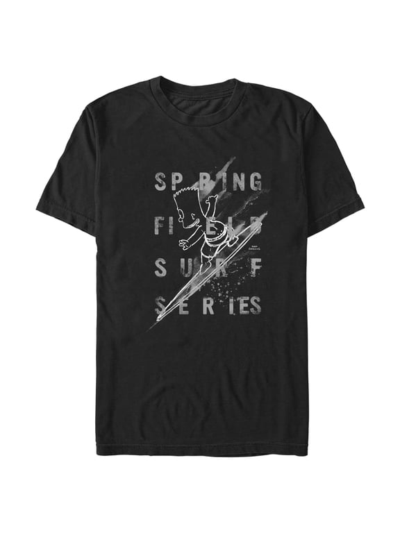Men's The Simpsons Bart Springfield Surf Series Graphic Tee Black X Large