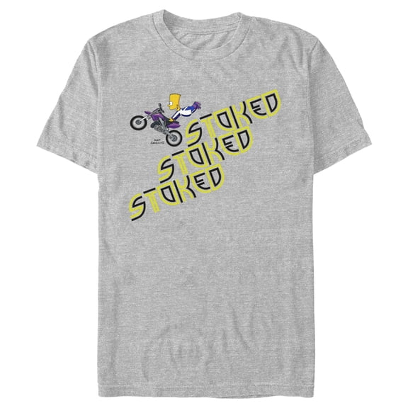 Men's The Simpsons Bart Stoked Motorcycle Trick Graphic Tee Athletic Heather 2X Large