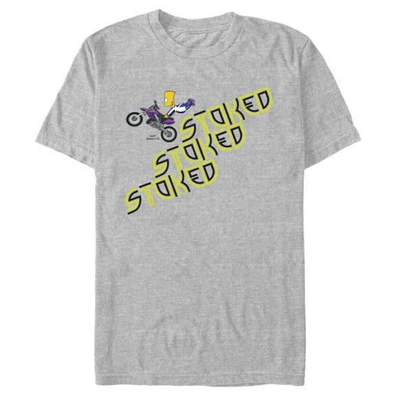 Men's The Simpsons Bart Stoked Motorcycle Trick  Graphic Tee Athletic Heather 3X Large