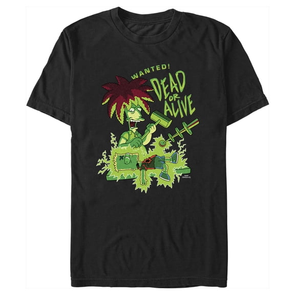 Men's The Simpsons Bart and Sideshow Bob Wanted! Dead or Alive Graphic Tee Black Large