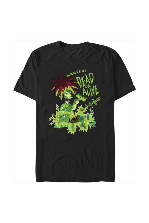 Men's The Simpsons Bart and Sideshow Bob Wanted! Dead or Alive Graphic Tee Black Large