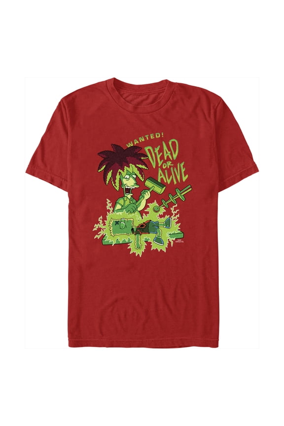 Men's The Simpsons Bart and Sideshow Bob Wanted! Dead or Alive Graphic Tee Red Large
