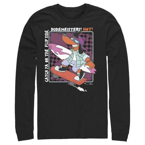 Men's The Simpsons Catch Ya on the Flip Side  Long Sleeve Shirt Black Large