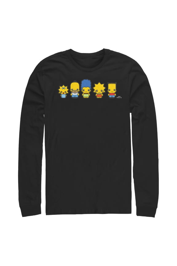 Men's The Simpsons Chibi Family  Long Sleeve Shirt Black Medium