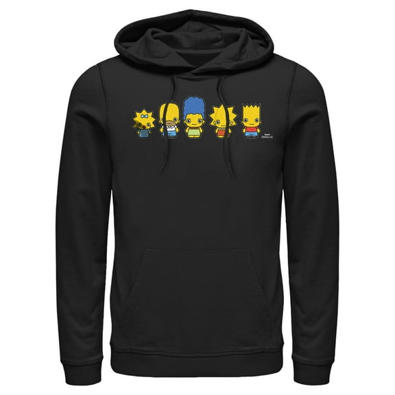 Men's The Simpsons Chibi Family Pull Over Hoodie Black Small
