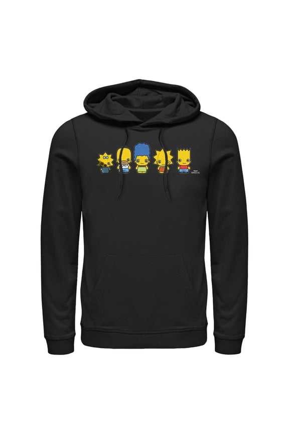 Men's The Simpsons Chibi Family Pull Over Hoodie Black Small