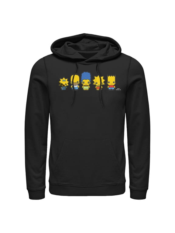 Men's The Simpsons Chibi Family Pull Over Hoodie Black X Large