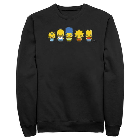 Men's The Simpsons Chibi Family  Sweatshirt Black 2X Large