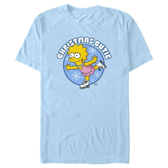 Men's The Simpsons Christmas Cutie Lisa  Graphic Tee Light Blue Large