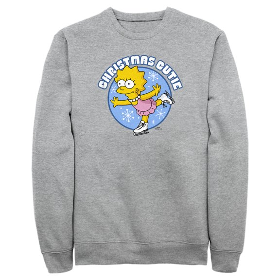 Men's The Simpsons Christmas Cutie Lisa Sweatshirt Athletic Heather 2X Large