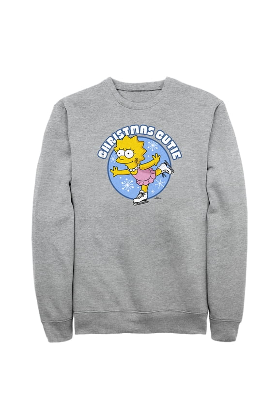 Men's The Simpsons Christmas Cutie Lisa Sweatshirt Athletic Heather Large