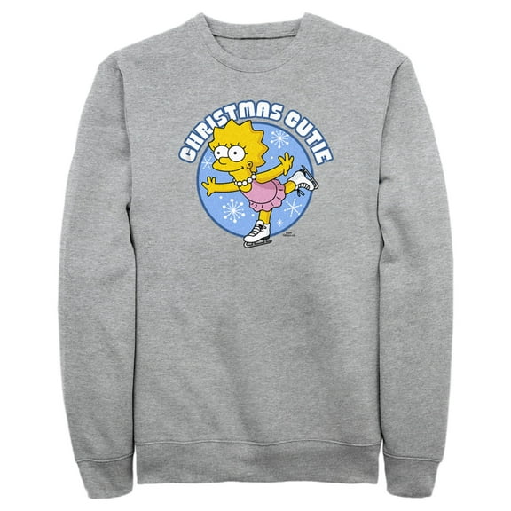Men's The Simpsons Christmas Cutie Lisa  Sweatshirt Athletic Heather Medium
