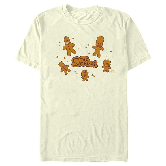 Men's The Simpsons Christmas Gingerbread Cookie Family  Graphic Tee Beige 3X Large
