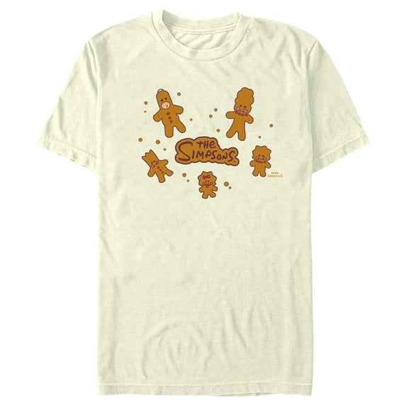 Men's The Simpsons Christmas Gingerbread Cookie Family Graphic Tee Beige 3X Large