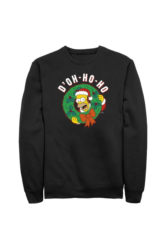 Men's The Simpsons Christmas Homer Doh-Ho Wreath Sweatshirt Black Large