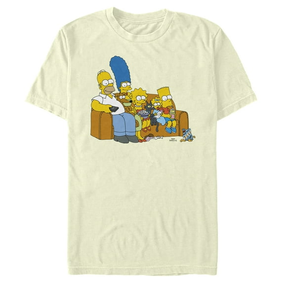 Men's The Simpsons Classic Family Couch Graphic Tee Beige 2X Large