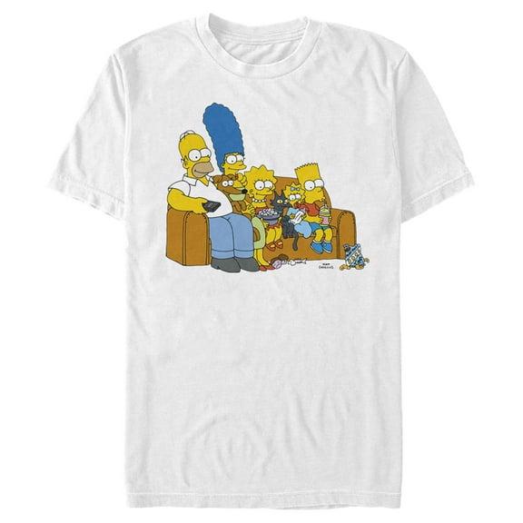 Men's The Simpsons Classic Family Couch Graphic Tee White Large