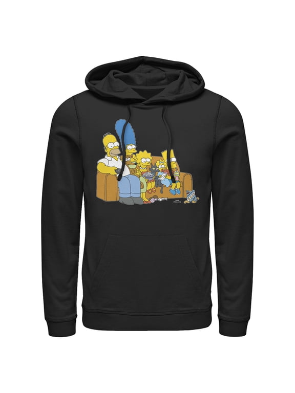 Men's The Simpsons Classic Family Couch Pull Over Hoodie Black Medium