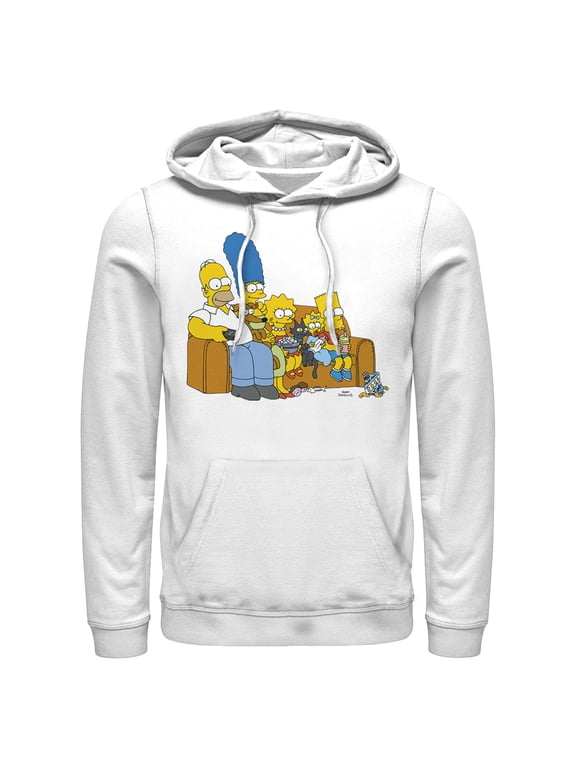 Men's The Simpsons Classic Family Couch Pull Over Hoodie White 3X Large