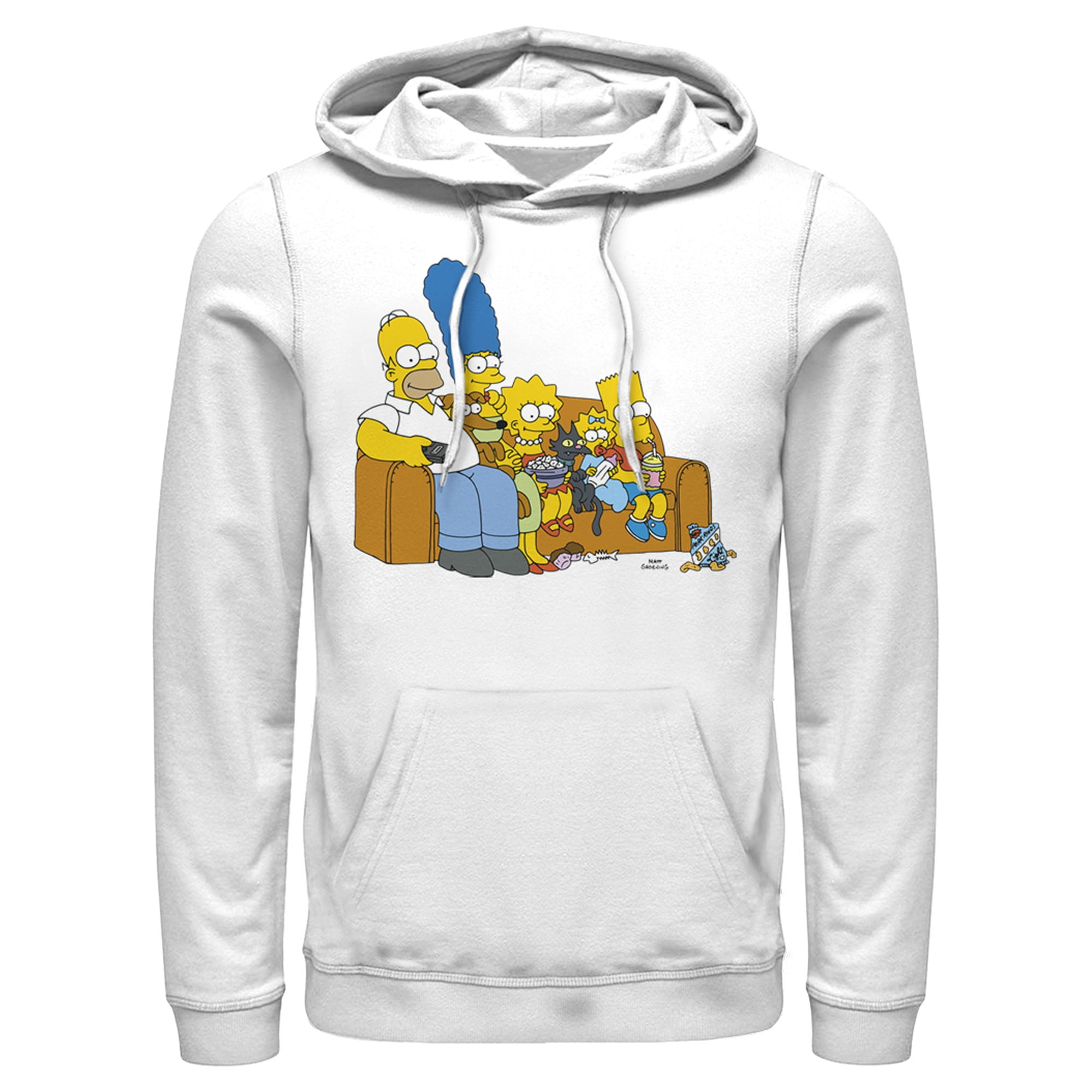 Men s The Simpsons Classic Family Couch Pull Over Hoodie White Small