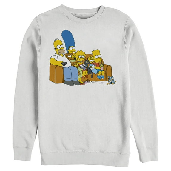 Men's The Simpsons Classic Family Couch Sweatshirt White Large