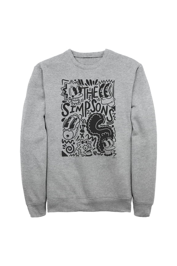 Men's The Simpsons Classic Pop Art Family  Sweatshirt Athletic Heather Large