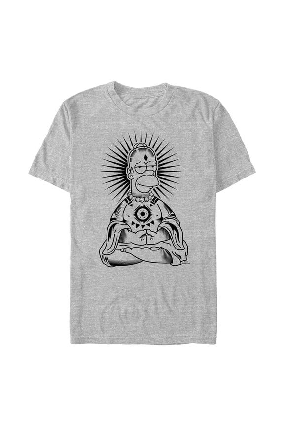 Men's The Simpsons Classic Zen Homer Graphic Tee Athletic Heather Large