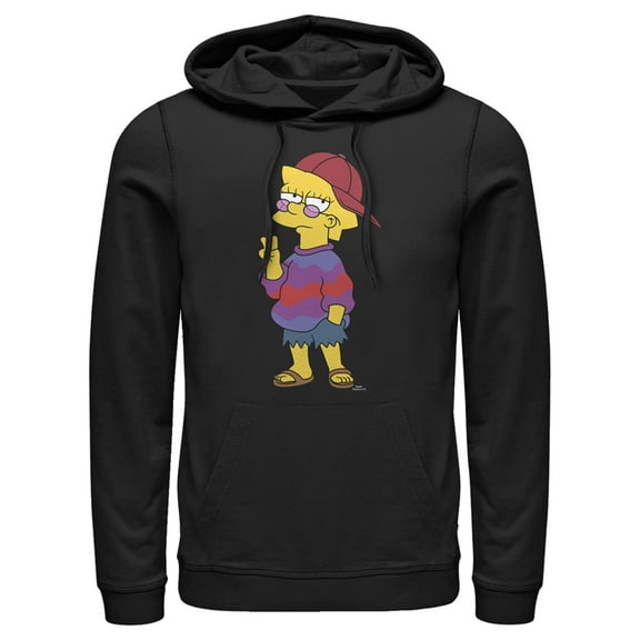 Men's The Simpsons Cool Lisa  Pull Over Hoodie Black 3X Large