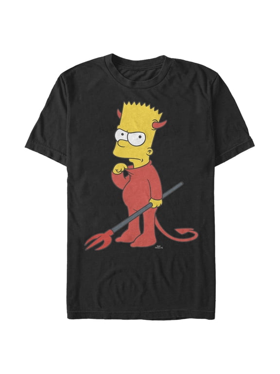 Men's The Simpsons Devil Bart Graphic Tee Black Large