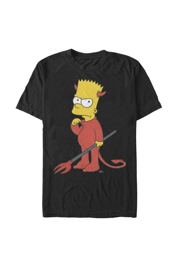 Men's The Simpsons Devil Bart Graphic Tee Black Large