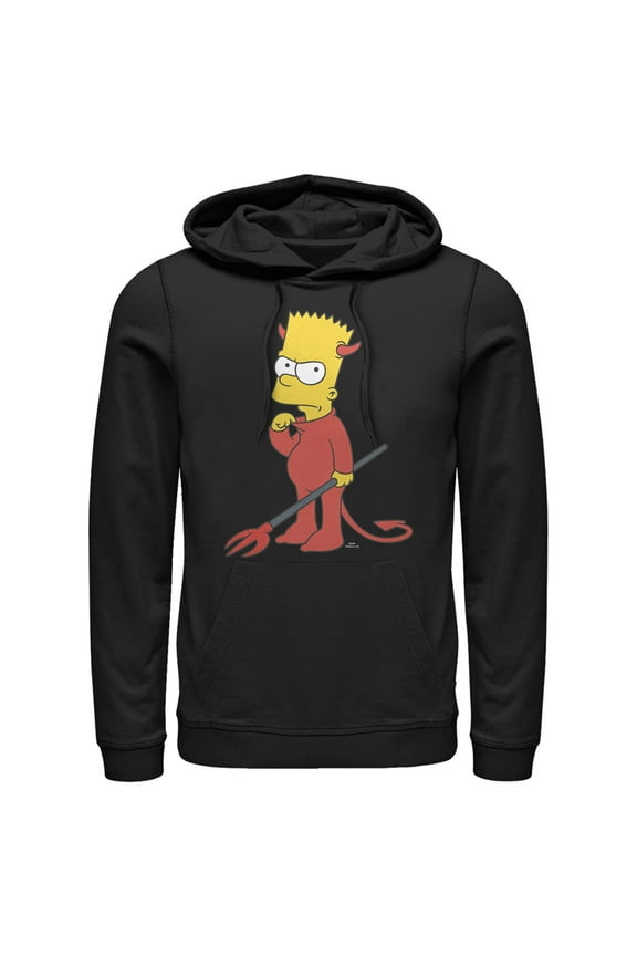 Men's The Simpsons Devil Bart  Pull Over Hoodie Black 2X Large