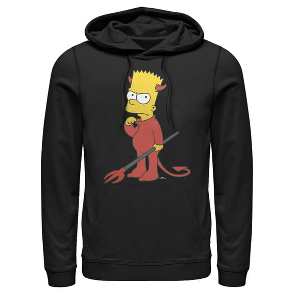 Men's The Simpsons Devil Bart  Pull Over Hoodie Black 3X Large