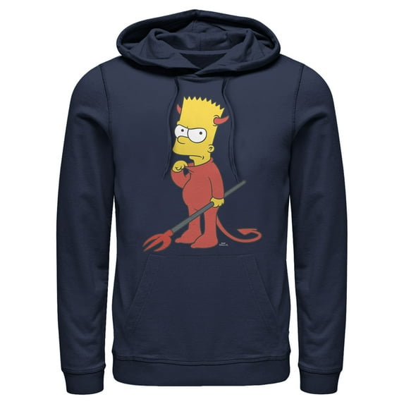 Men's The Simpsons Devil Bart Pull Over Hoodie Navy Blue X Large