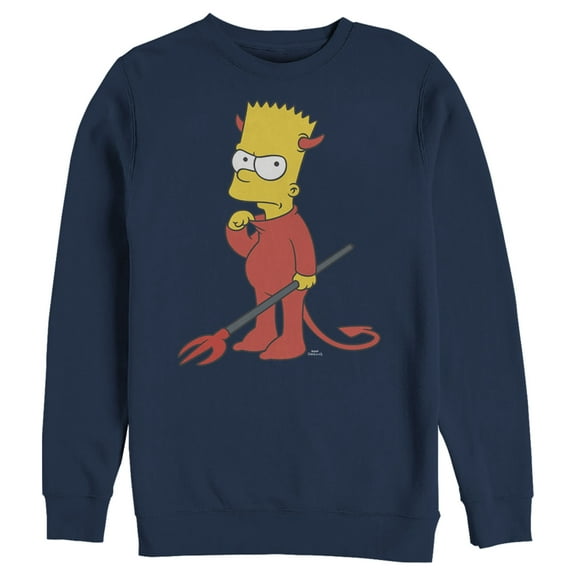 Men's The Simpsons Devil Bart Sweatshirt Navy Blue X Large