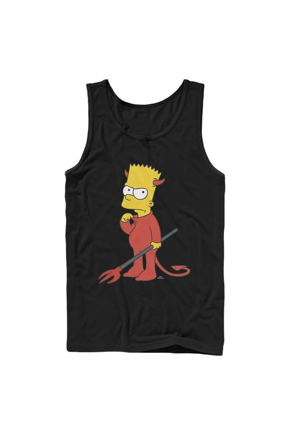Men's The Simpsons Devil Bart Tank Top Black Large