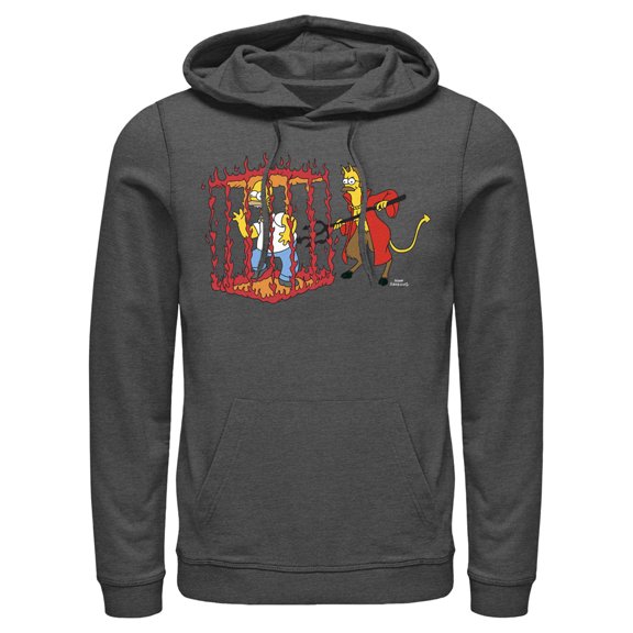 Men's The Simpsons Devil Flanders Pull Over Hoodie Charcoal Heather Medium