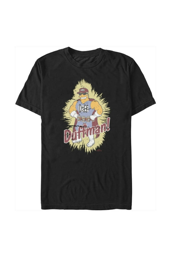 Men's The Simpsons Distressed Duffman Portrait Graphic Tee Black 3X Large