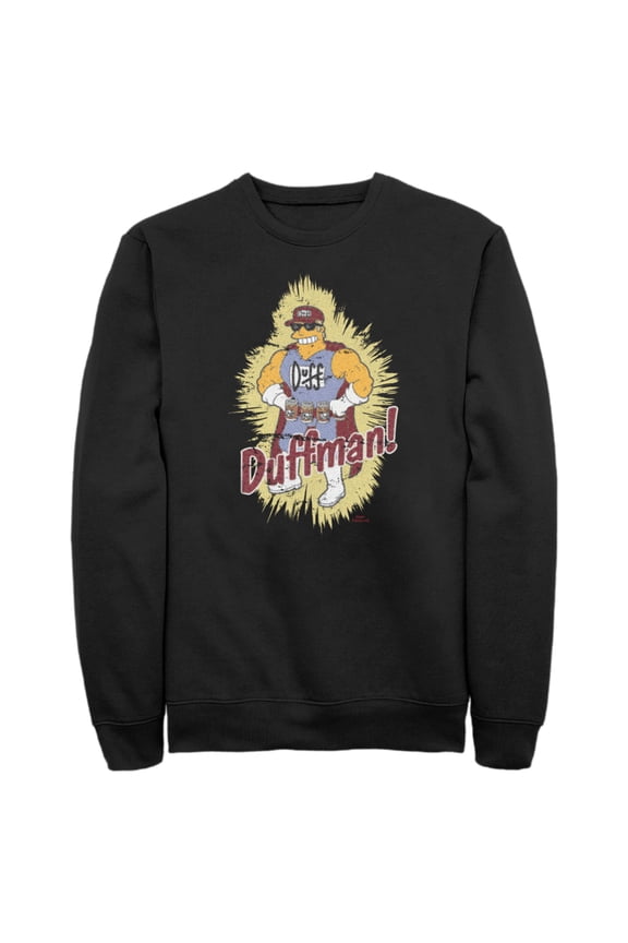 Men's The Simpsons Distressed Duffman Portrait Sweatshirt Black Large