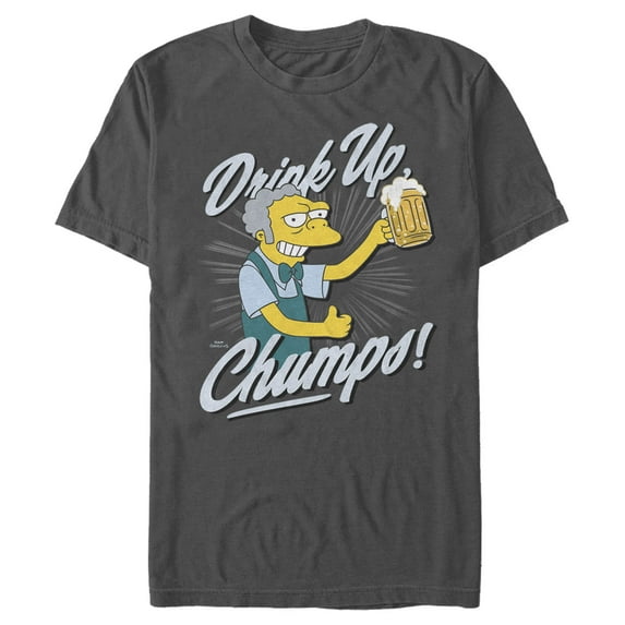 Men's The Simpsons Drink Up, Champs Graphic Tee Charcoal 3X Large