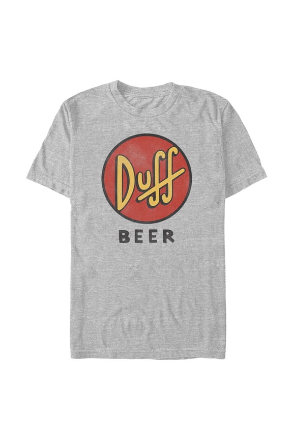 Men's The Simpsons Duff Beer Classic Logo Graphic Tee Athletic Heather Medium