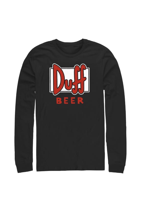 Men's The Simpsons Duff Beer Logo Long Sleeve Shirt Black Large