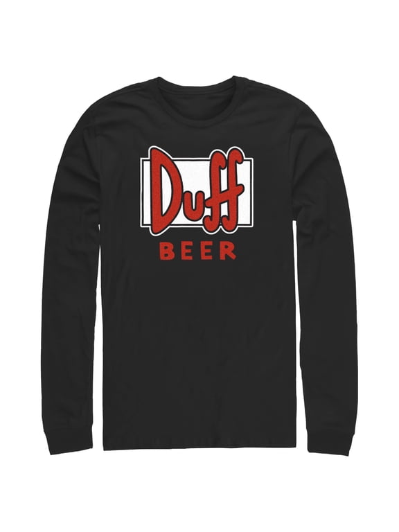 Men's The Simpsons Duff Beer Logo Long Sleeve Shirt Black X Large