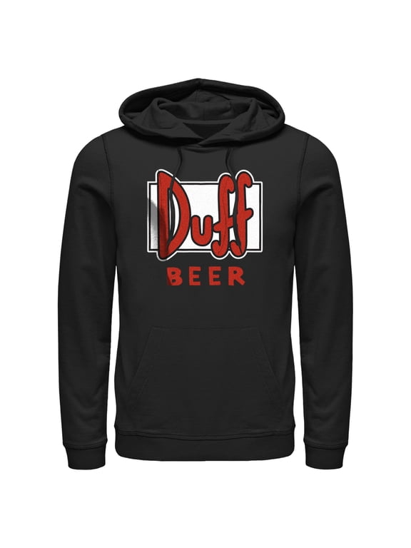 Men's The Simpsons Duff Beer Logo Pull Over Hoodie Black 3X Large