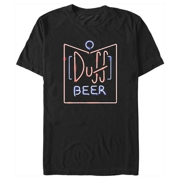 Men's The Simpsons Duff Beer Neon Sign Graphic Tee Black Large