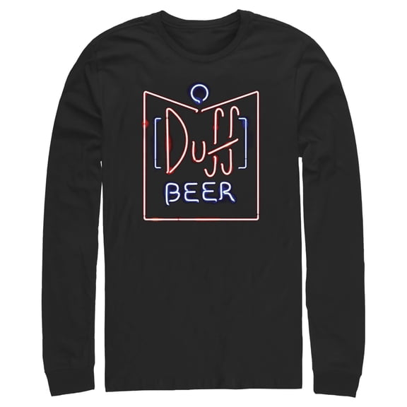 Men's The Simpsons Duff Beer Neon Sign Long Sleeve Shirt Black Medium