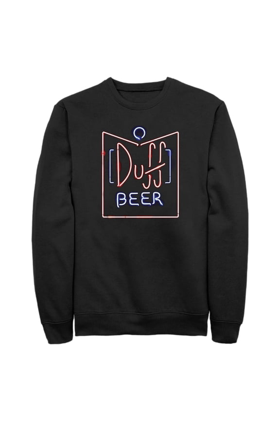 Men's The Simpsons Duff Beer Neon Sign Sweatshirt Black Large