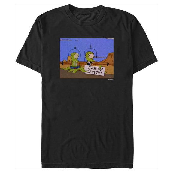 Men's The Simpsons Earth Capital Graphic Tee Black Large