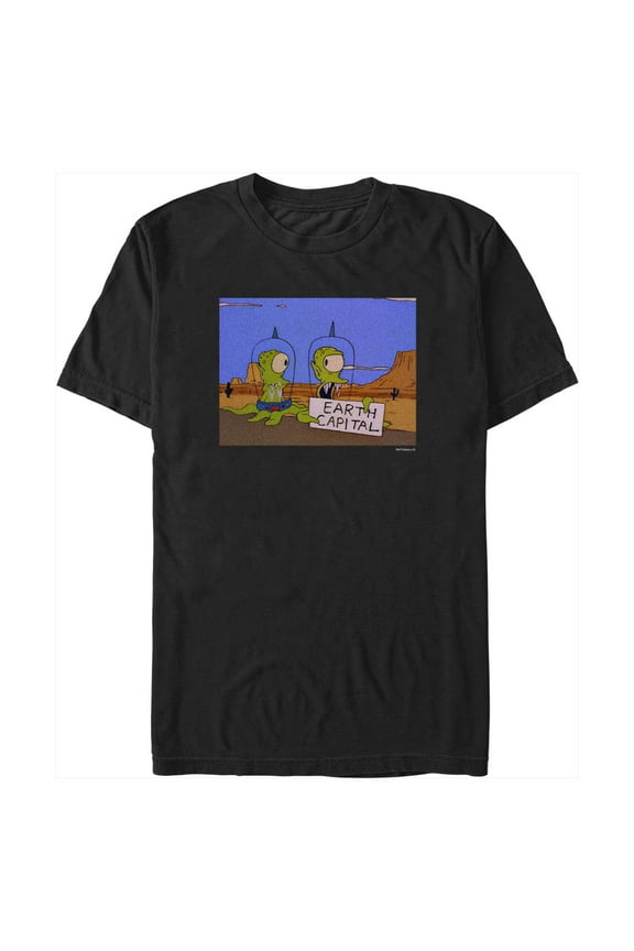 Men's The Simpsons Earth Capital Graphic Tee Black Medium